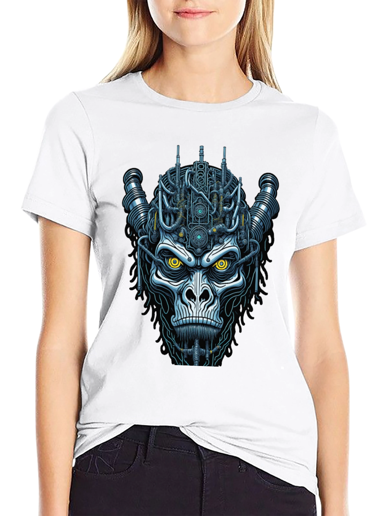 Cyberpunk Gorilla Graphic Tee - Unique Sci-Fi Design