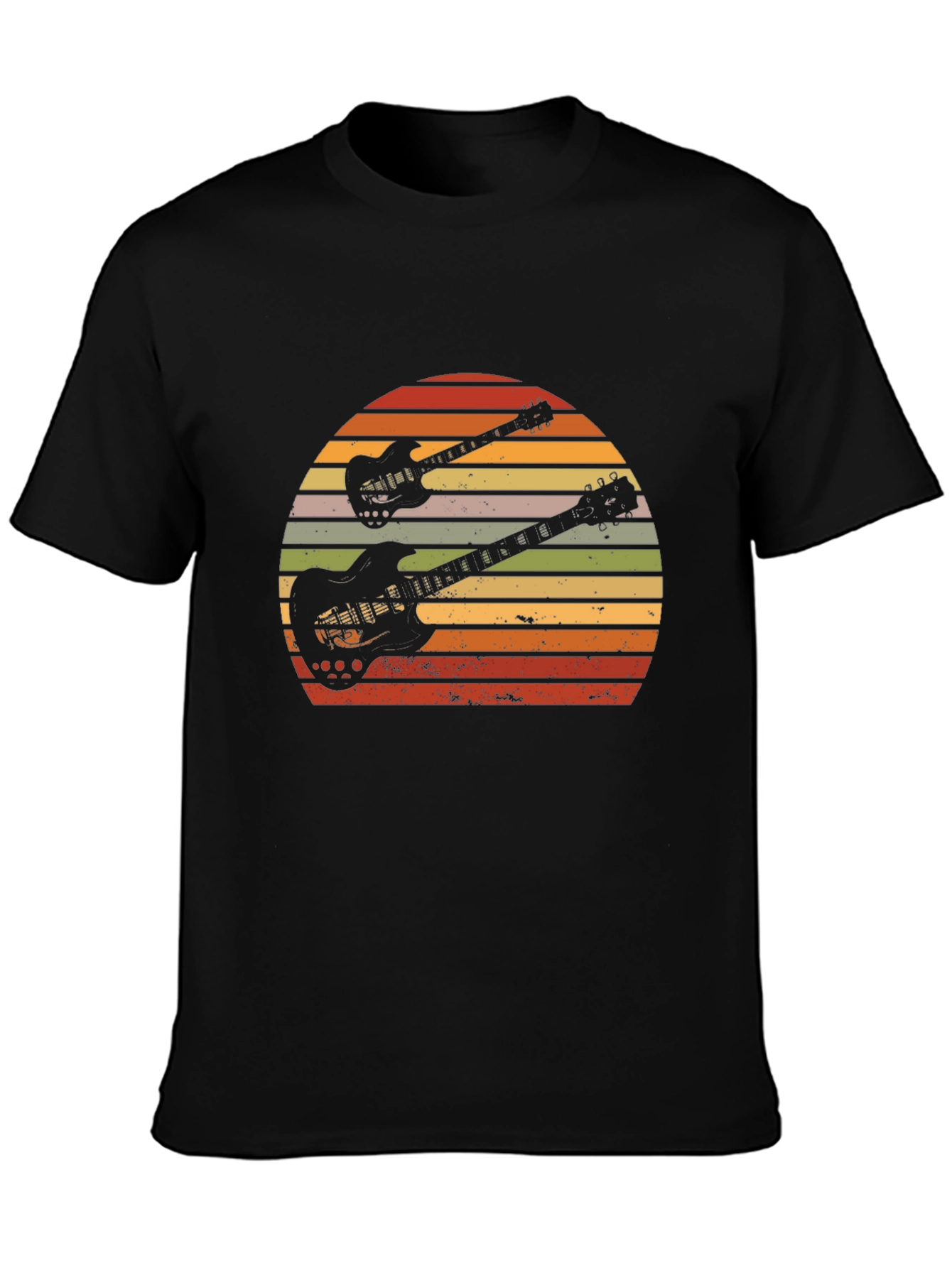 Retro Guitar Sunset Graphic T-Shirt