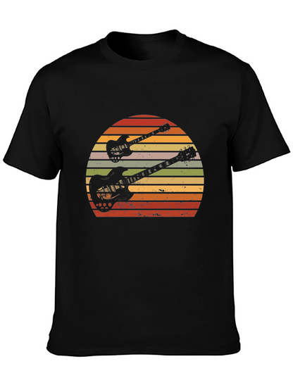 Retro Guitar Sunset Graphic T-Shirt