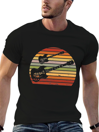 Retro Guitar Sunset Graphic T-Shirt