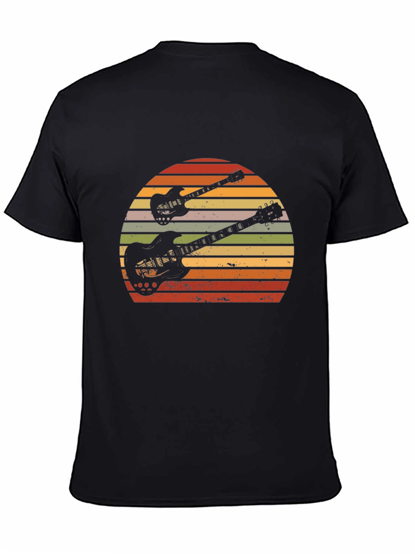 Retro Guitar Sunset Graphic T-Shirt