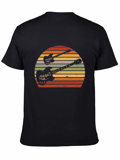 Retro Guitar Sunset Graphic T-Shirt