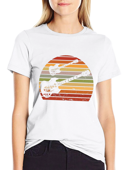 Retro Guitar Sunset Graphic T-Shirt