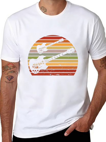 Retro Guitar Sunset Graphic T-Shirt