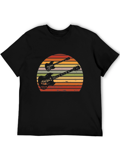 Retro Guitar Sunset Graphic T-Shirt
