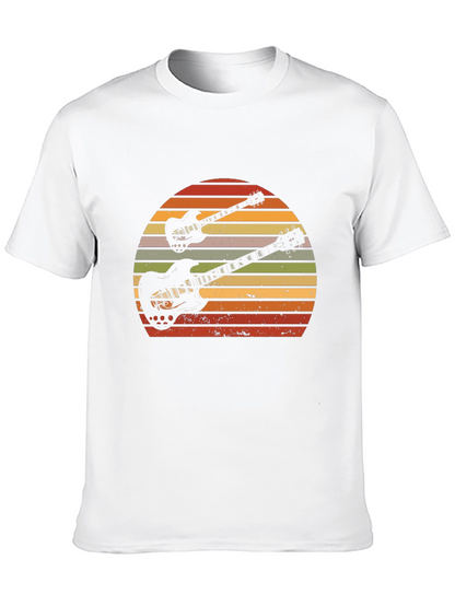 Retro Guitar Sunset Graphic T-Shirt