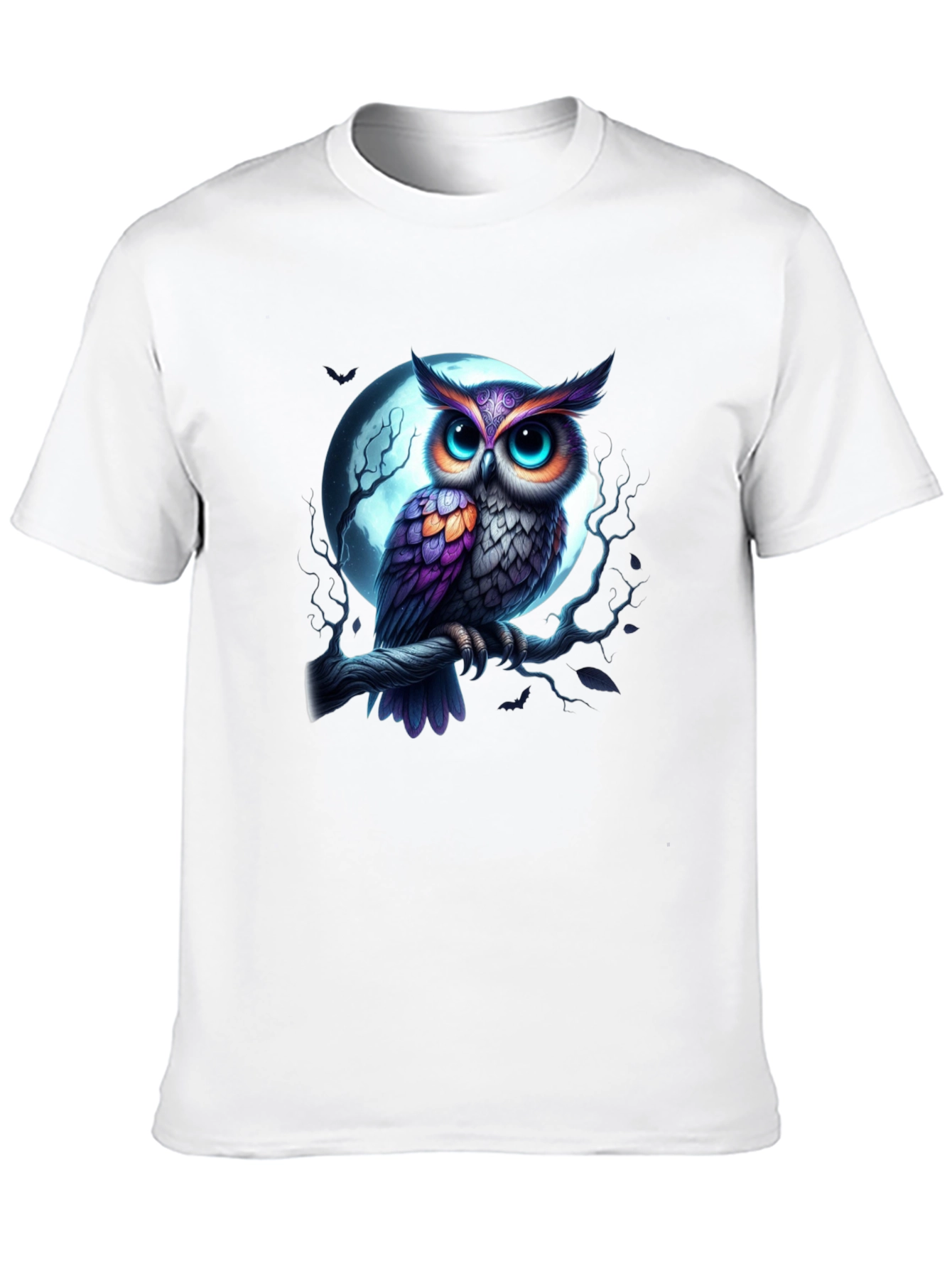 Owl and Moon Graphic Tee - Black Casual Shirt