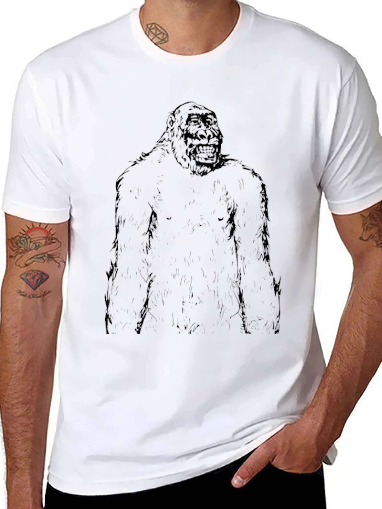 Gorilla Graphic Print Black T-Shirt