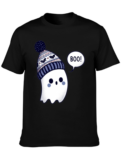 Cute Ghost in Beanie T-Shirt - Halloween Style