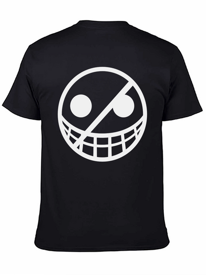 Smiley Face Graphic Tee - Black Crew Neck T-Shirt