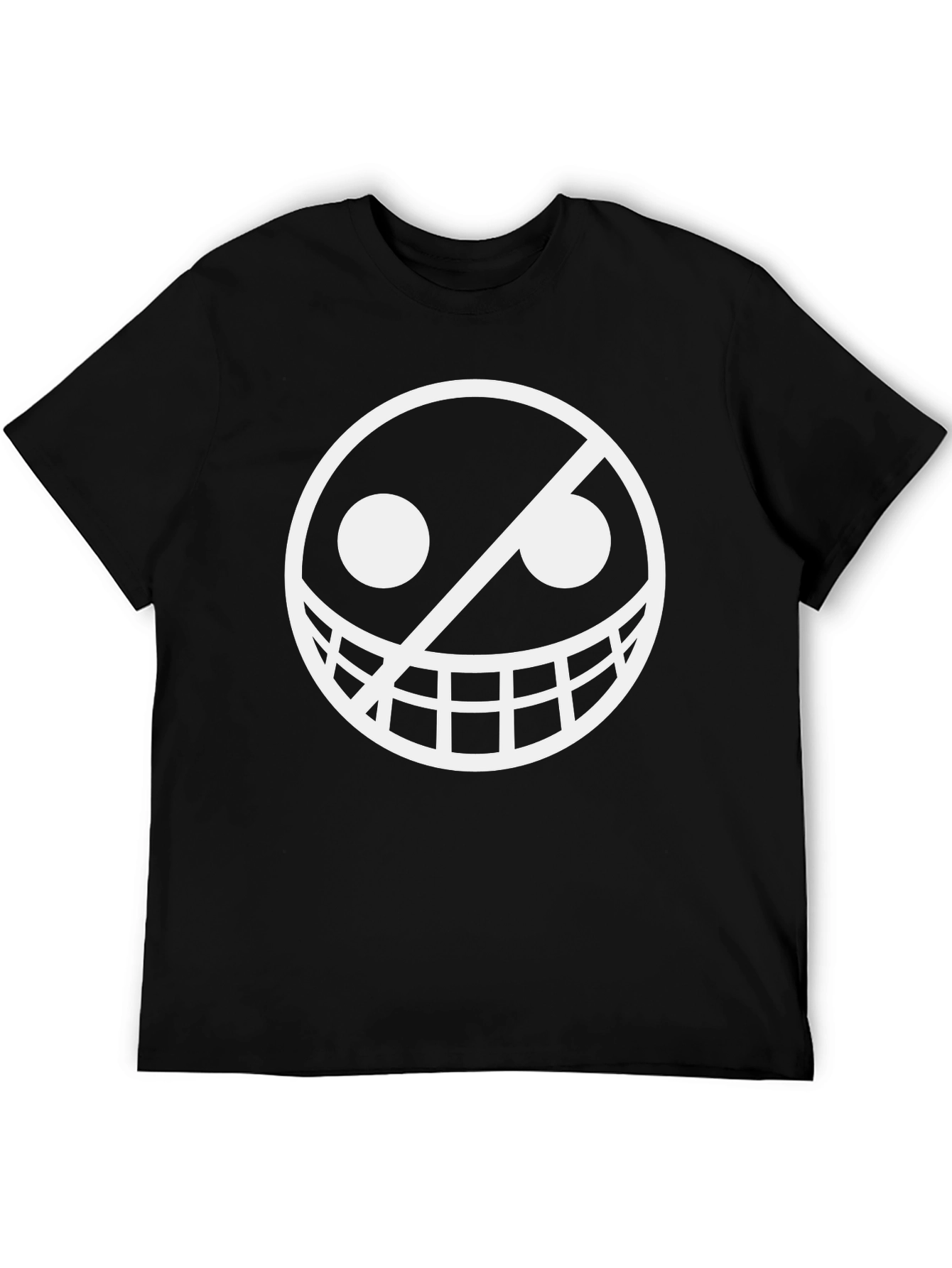 Smiley Face Graphic Tee - Black Crew Neck T-Shirt