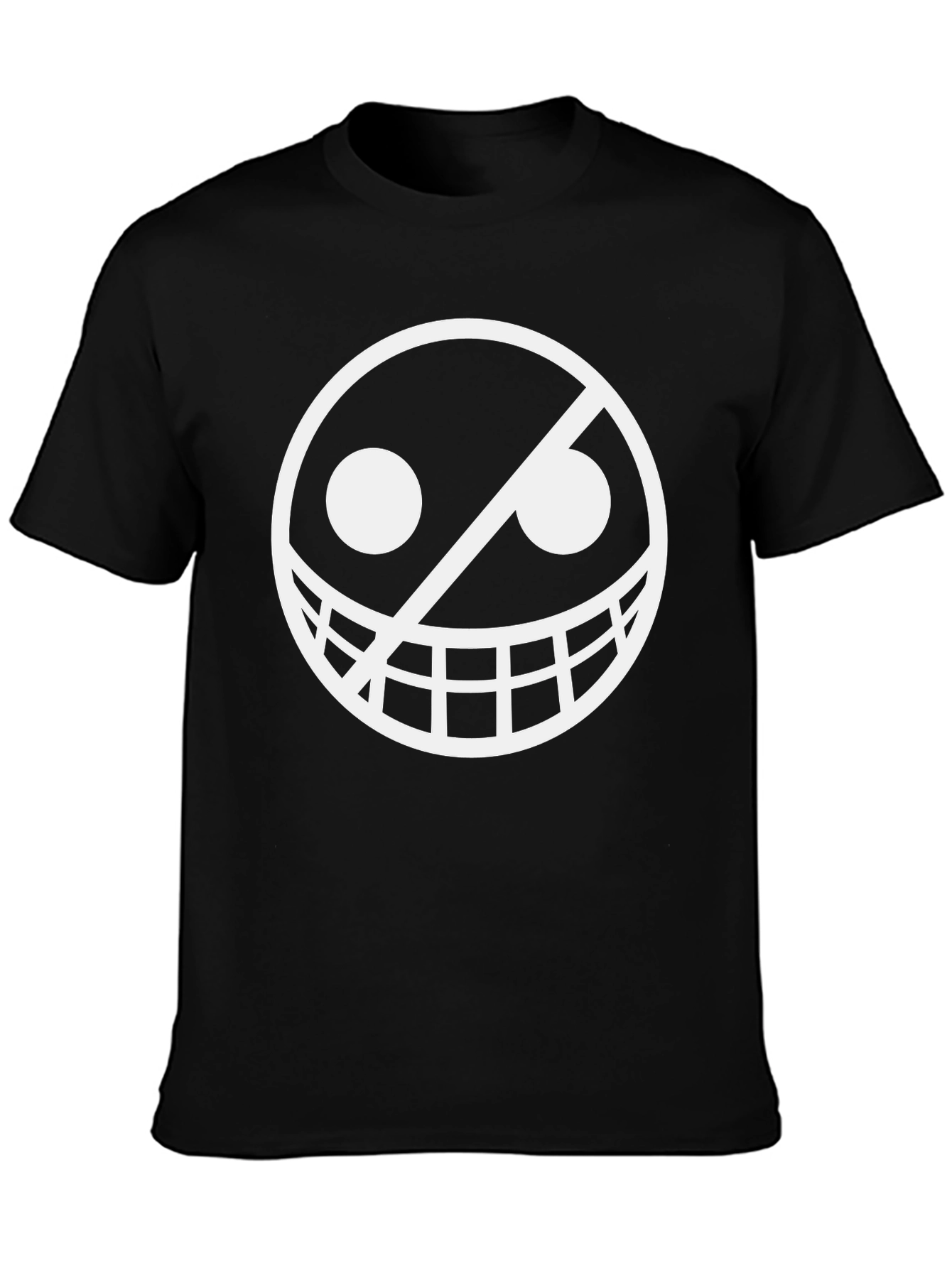 Smiley Face Graphic Tee - Black Crew Neck T-Shirt