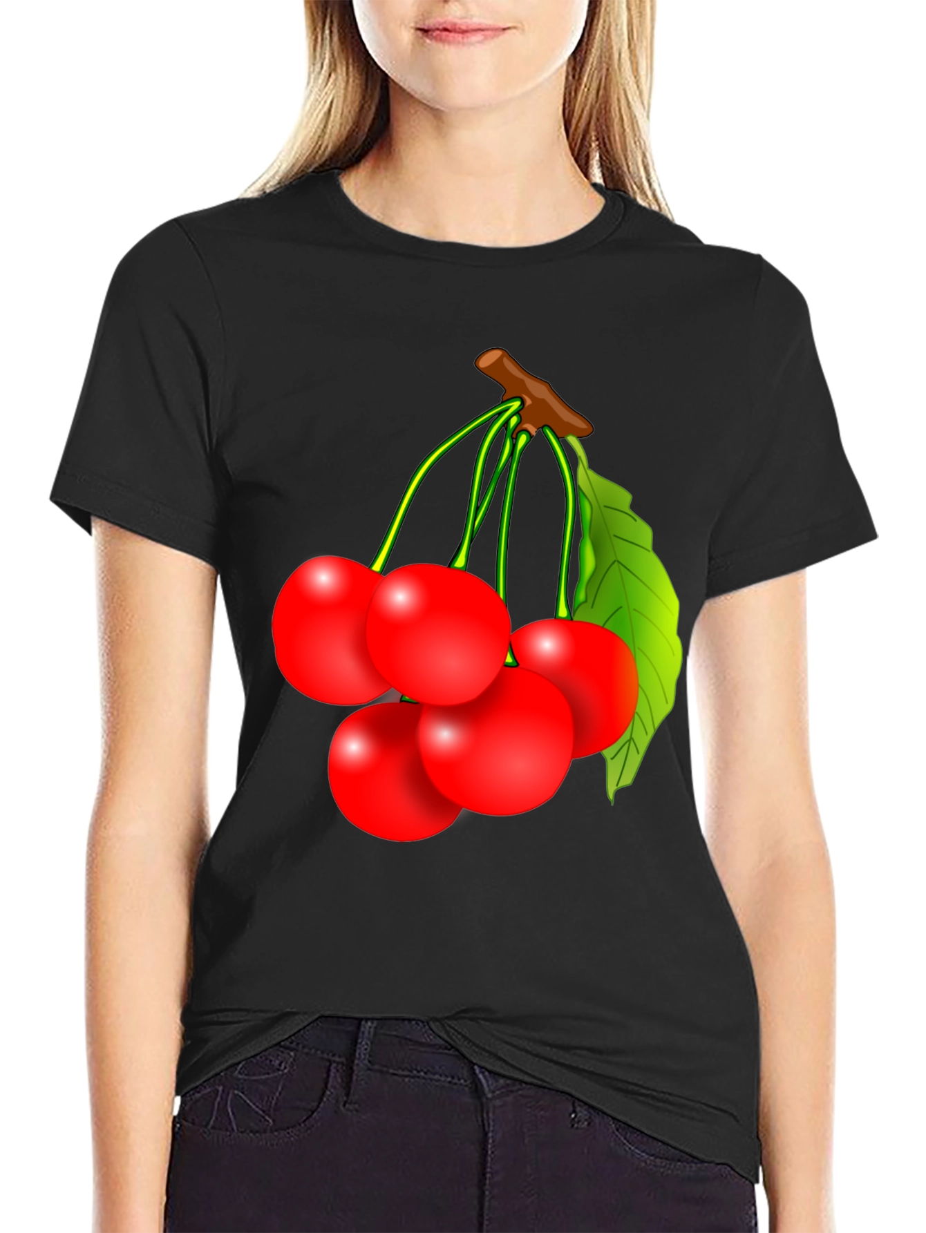 Cherry Graphic Tee - Unisex Black Fruit Shirt