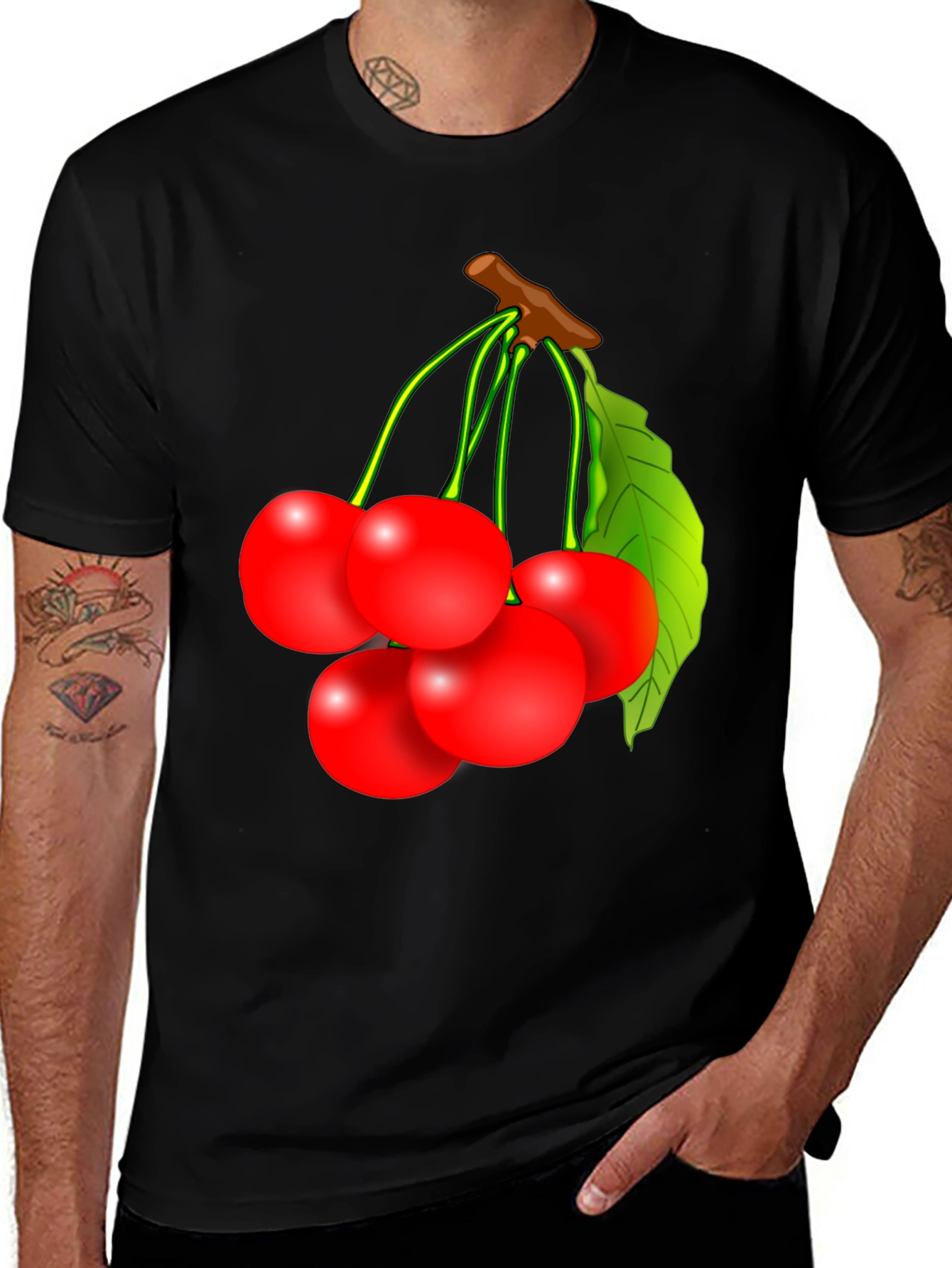 Cherry Graphic Tee - Unisex Black Fruit Shirt
