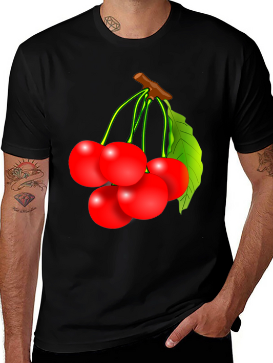 Cherry Graphic Tee - Unisex Black Fruit Shirt