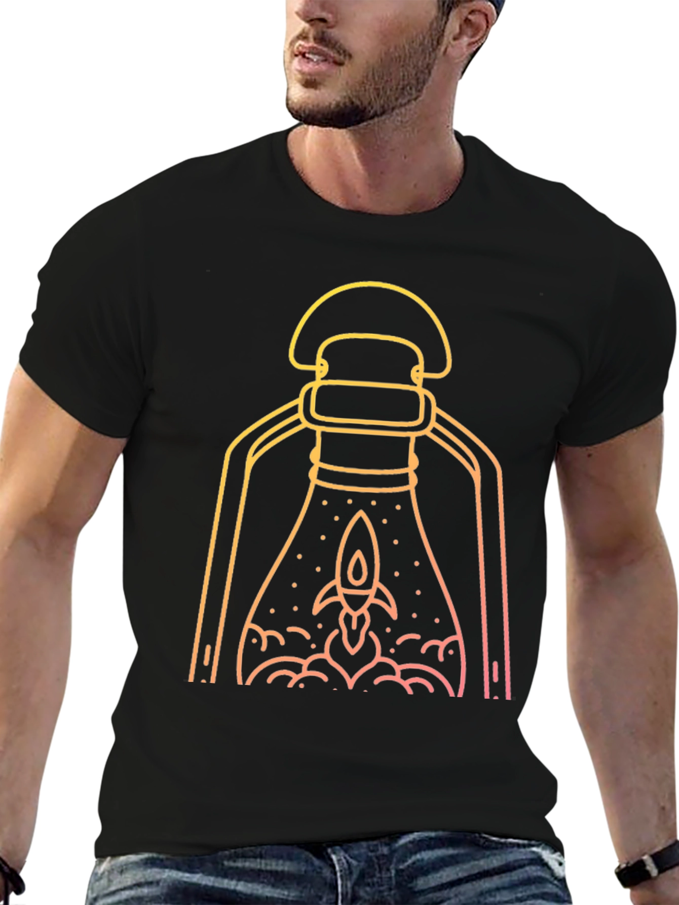 Rocket Lantern Graphic Tee - Black