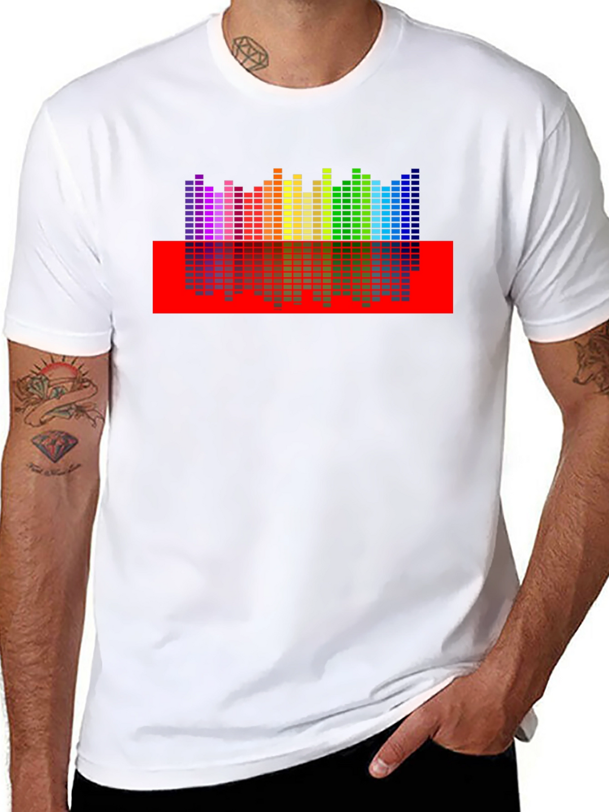 Rainbow Equalizer Graphic Print Black T-Shirt