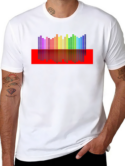 Rainbow Equalizer Graphic Print Black T-Shirt