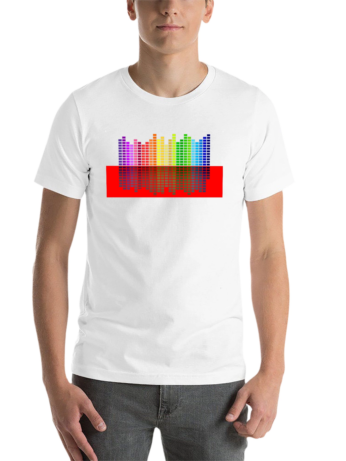 Rainbow Equalizer Graphic Print Black T-Shirt