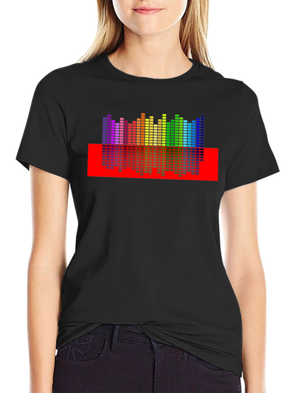 Rainbow Equalizer Graphic Print Black T-Shirt