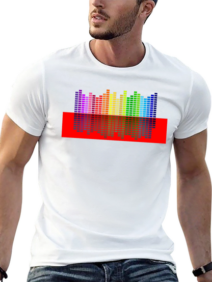 Rainbow Equalizer Graphic Print Black T-Shirt