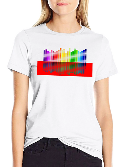 Rainbow Equalizer Graphic Print Black T-Shirt