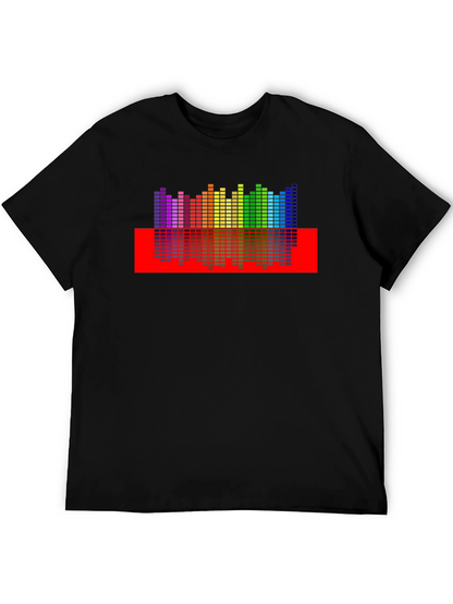 Rainbow Equalizer Graphic Print Black T-Shirt