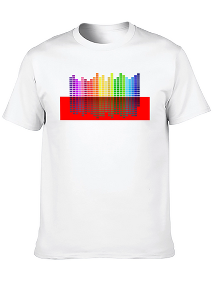 Rainbow Equalizer Graphic Print Black T-Shirt
