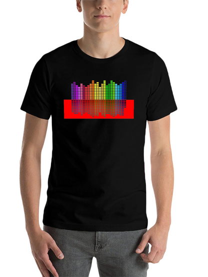 Rainbow Equalizer Graphic Print Black T-Shirt