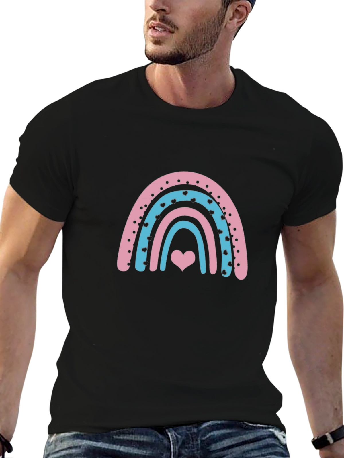 Rainbow Heart Graphic Tee - Black