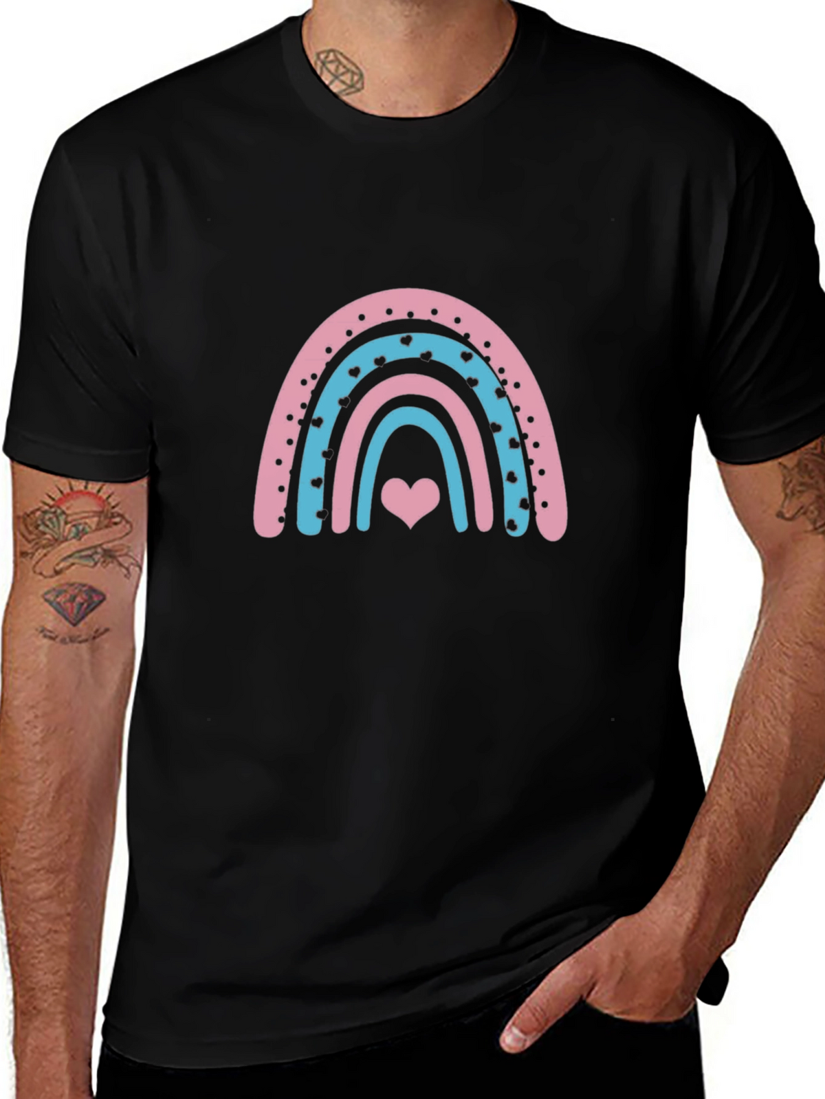 Rainbow Heart Graphic Tee - Black