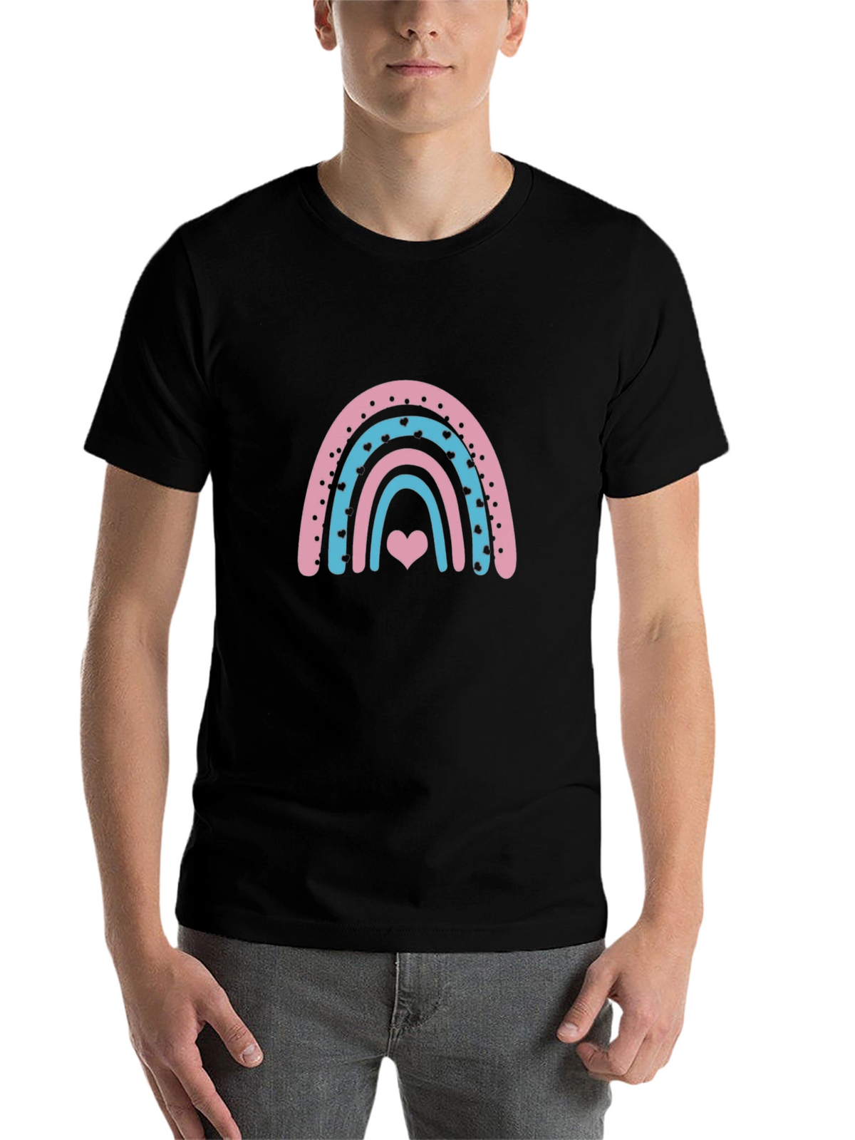 Rainbow Heart Graphic Tee - Black