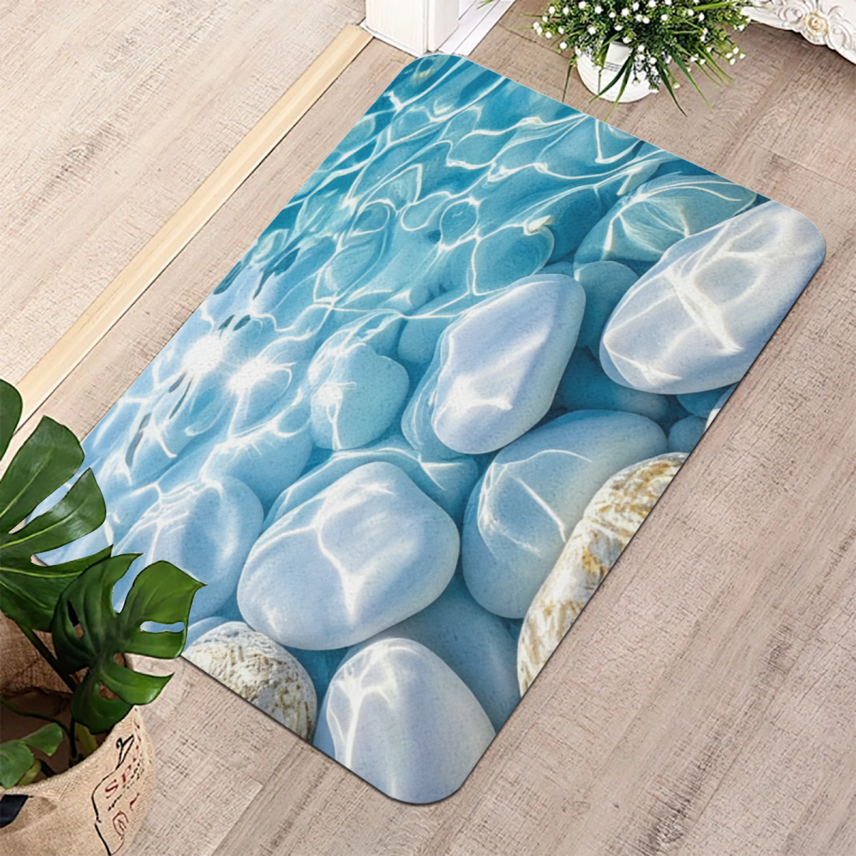 Water Ripple Pebble£üClear Water Ripple Pebble Diatomite Mat, Ins Style Cool Absorbent Quick?Dry Bathroom Non?Slip Rug