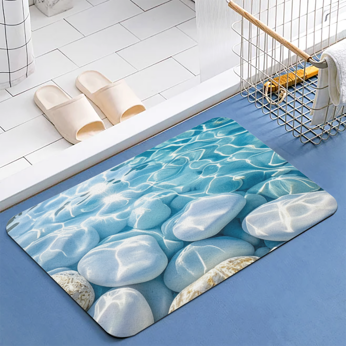Water Ripple Pebble£üClear Water Ripple Pebble Diatomite Mat, Ins Style Cool Absorbent Quick?Dry Bathroom Non?Slip Rug