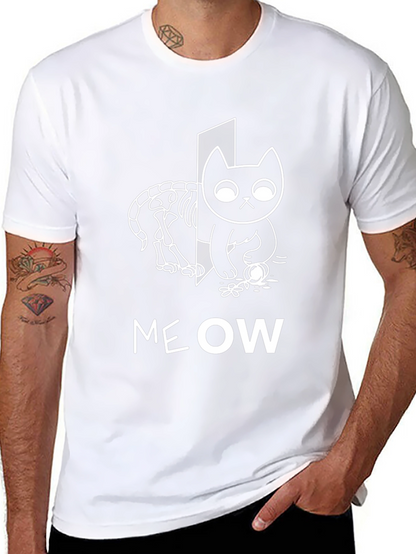 Meow Cat T-Shirt Halloween Cat Shirt Skeleton Cat Tee