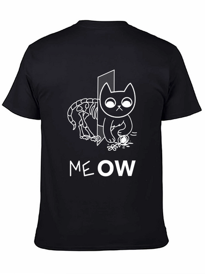 Meow Cat T-Shirt Halloween Cat Shirt Skeleton Cat Tee
