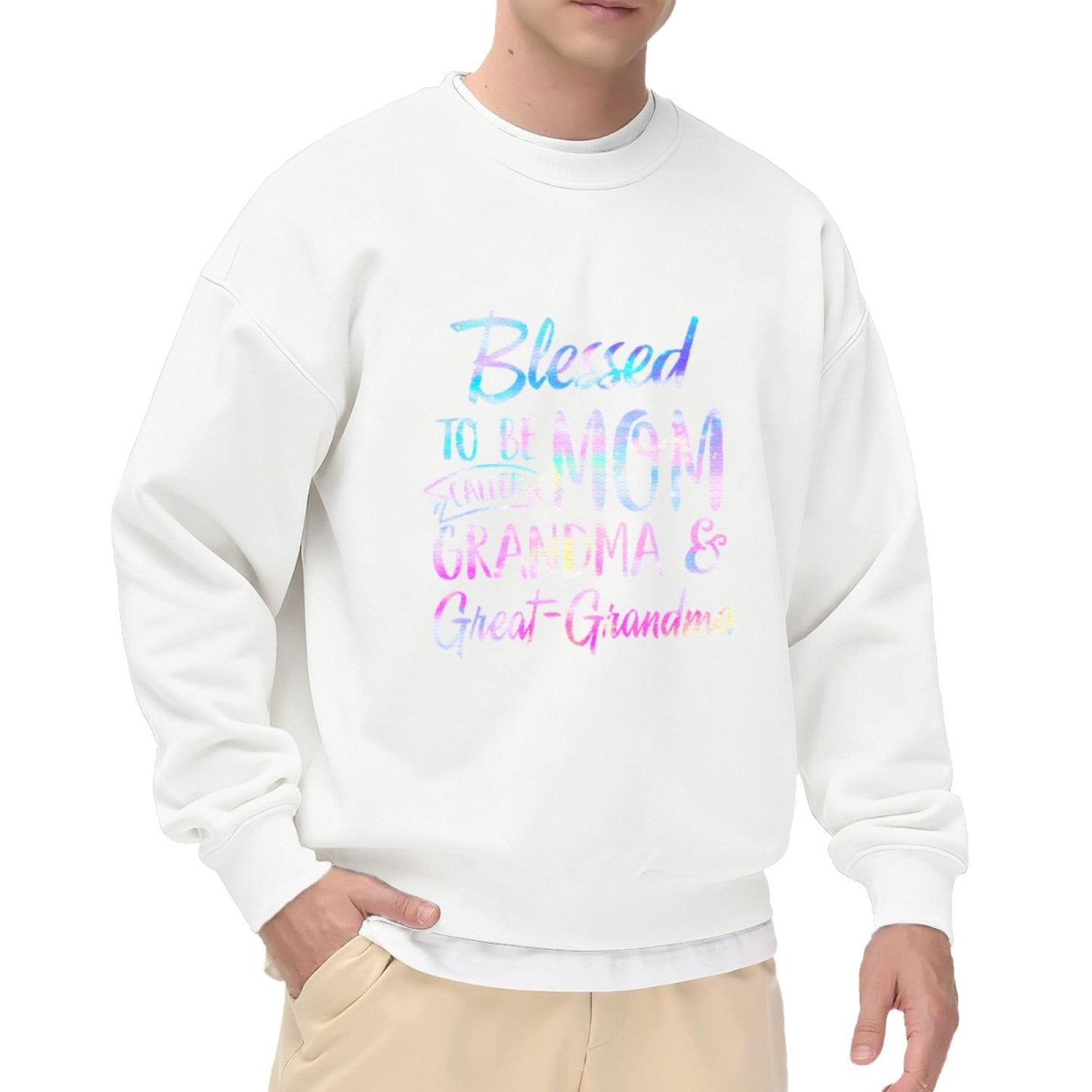 Playful "Blessed to Be Mom Grandma Great-Grandma" Rainbow Sweatshirt