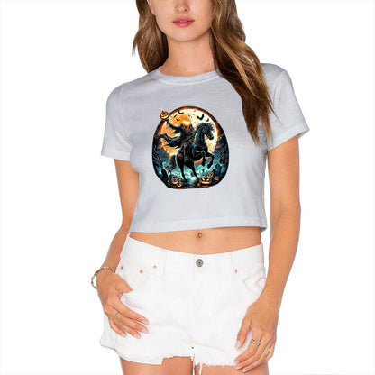 Spooky Headless Horseman Halloween Crop Top
