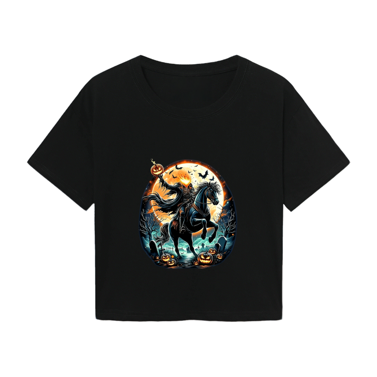 Spooky Headless Horseman Halloween Crop Top