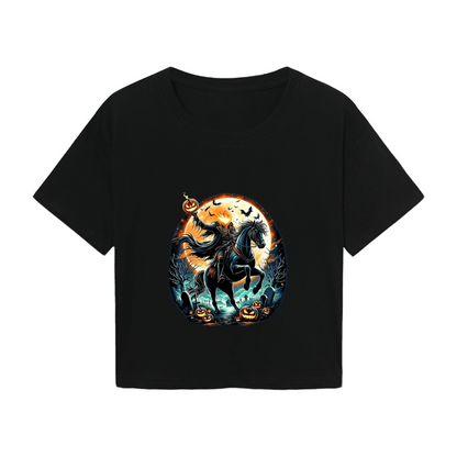 Spooky Headless Horseman Halloween Crop Top