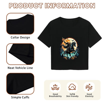 Spooky Headless Horseman Halloween Crop Top