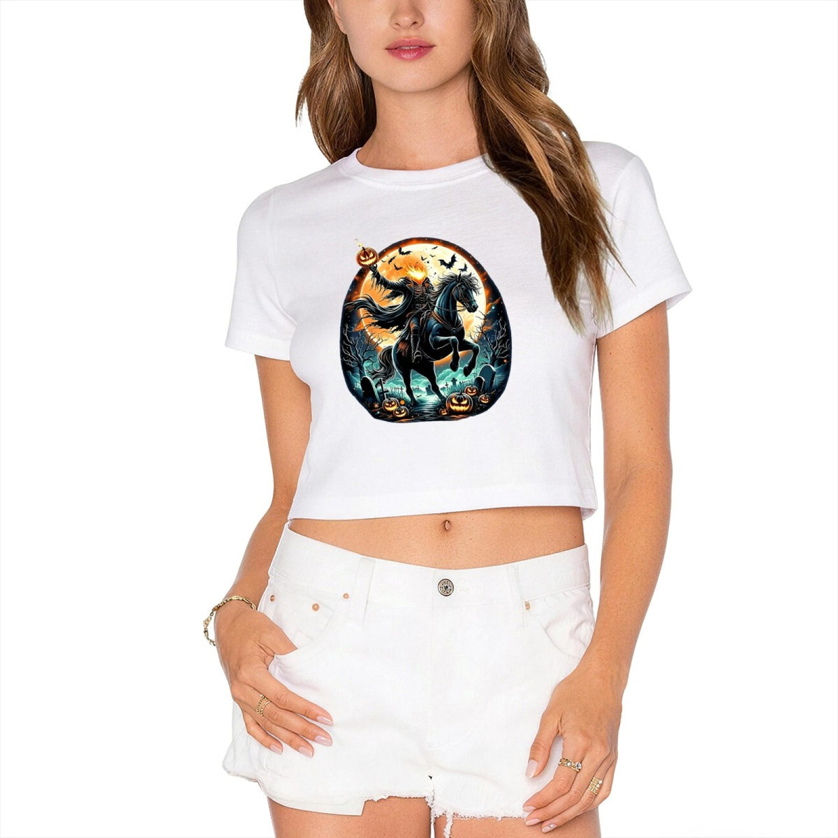 Spooky Headless Horseman Halloween Crop Top