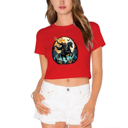 Spooky Headless Horseman Halloween Crop Top