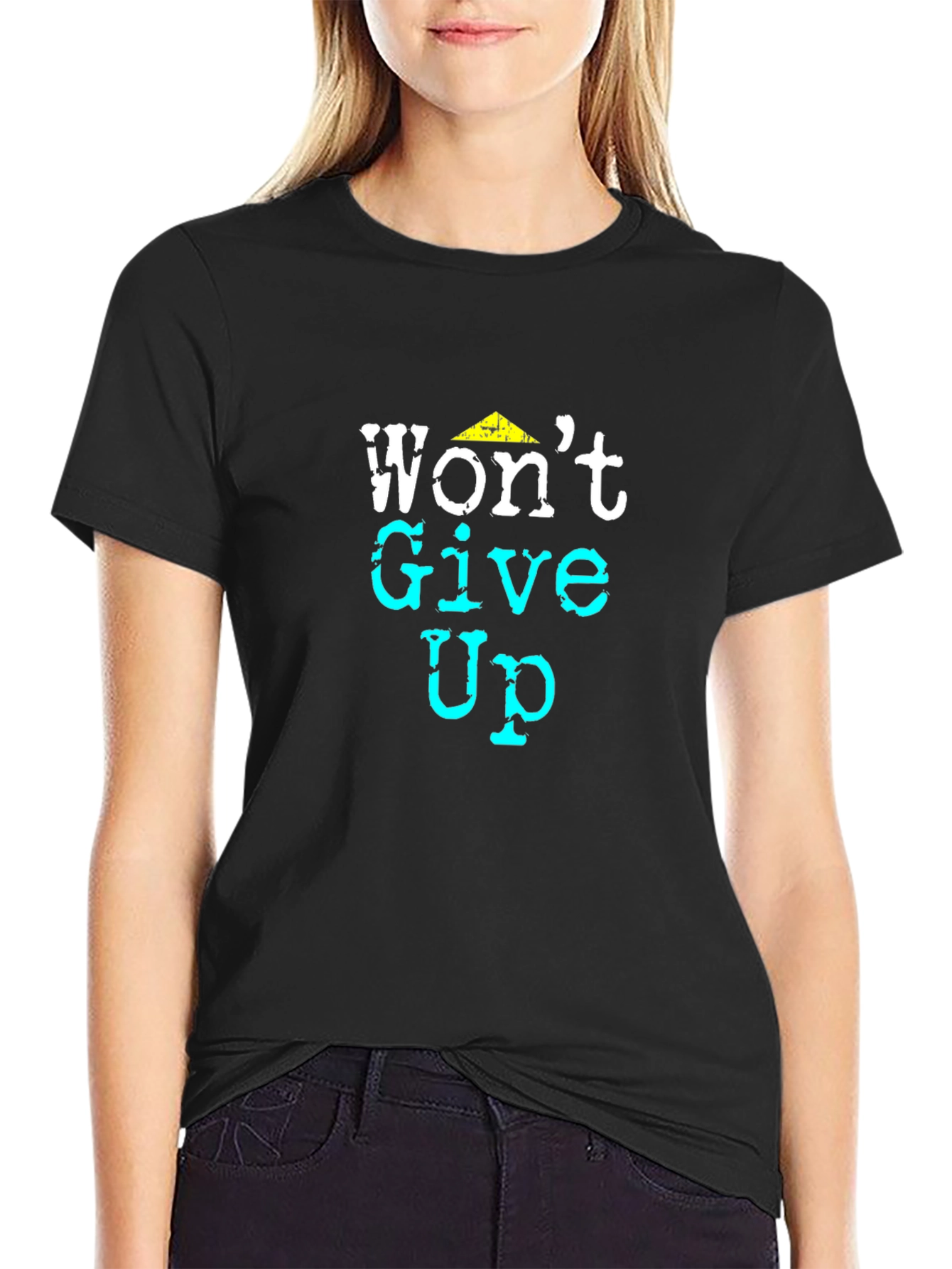 Wont Give Up Black Graphic Tee