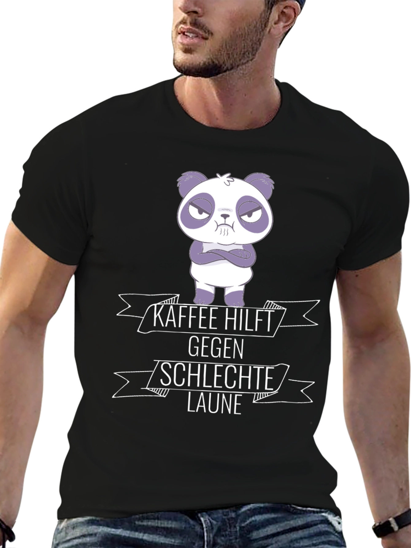 Kaffee Hilft Panda Graphic T-Shirt