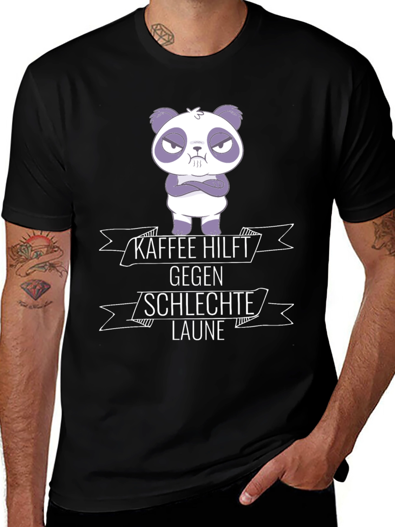 Kaffee Hilft Panda Graphic T-Shirt