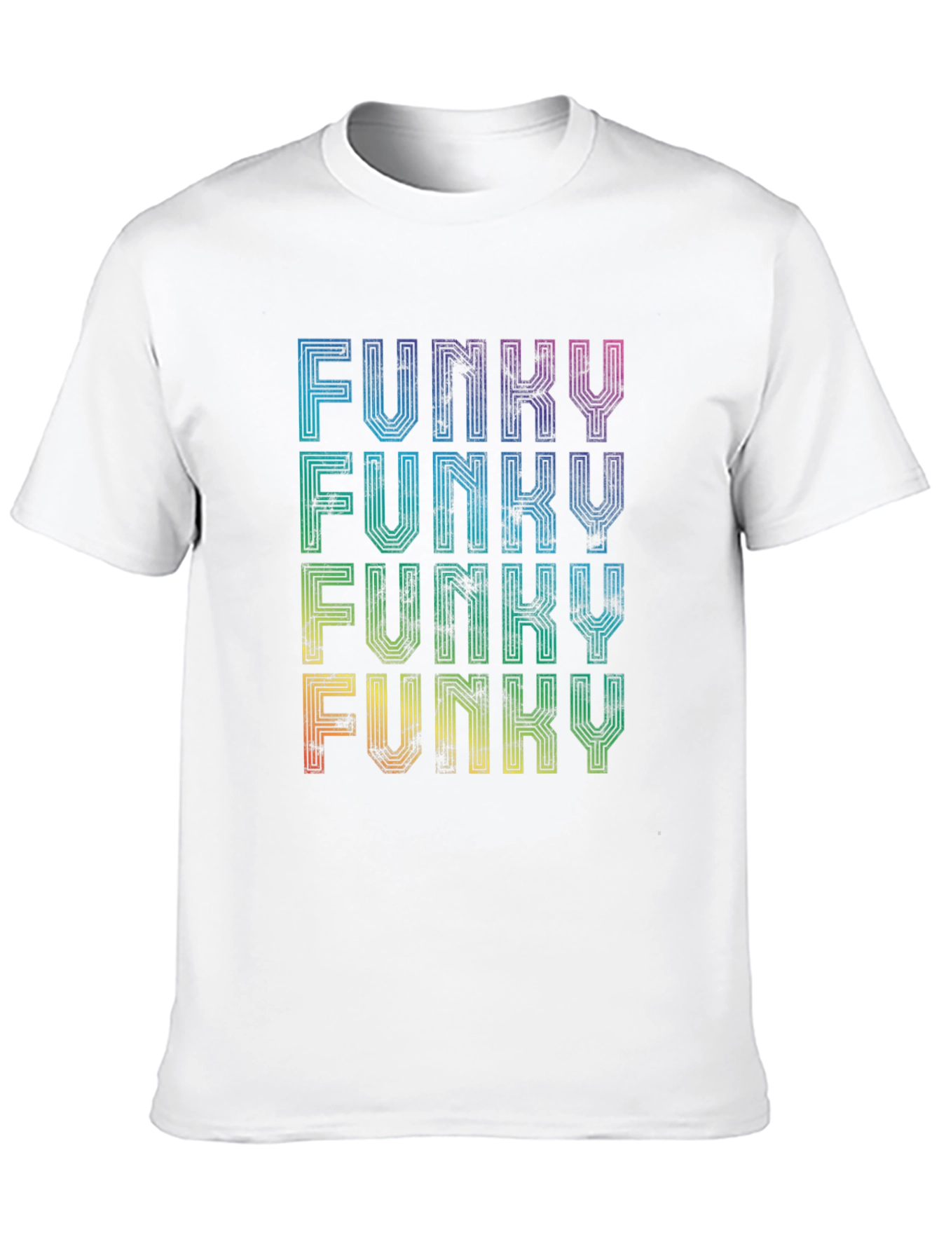 Funky Retro Graphic Tee - Rainbow Text Design