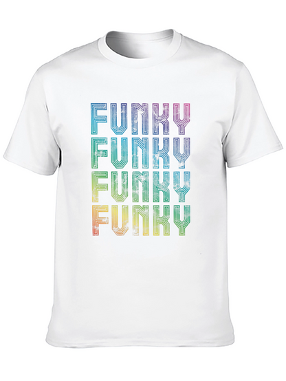 Funky Retro Graphic Tee - Rainbow Text Design