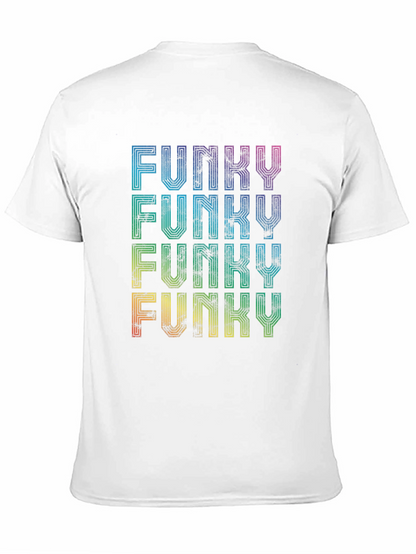 Funky Retro Graphic Tee - Rainbow Text Design