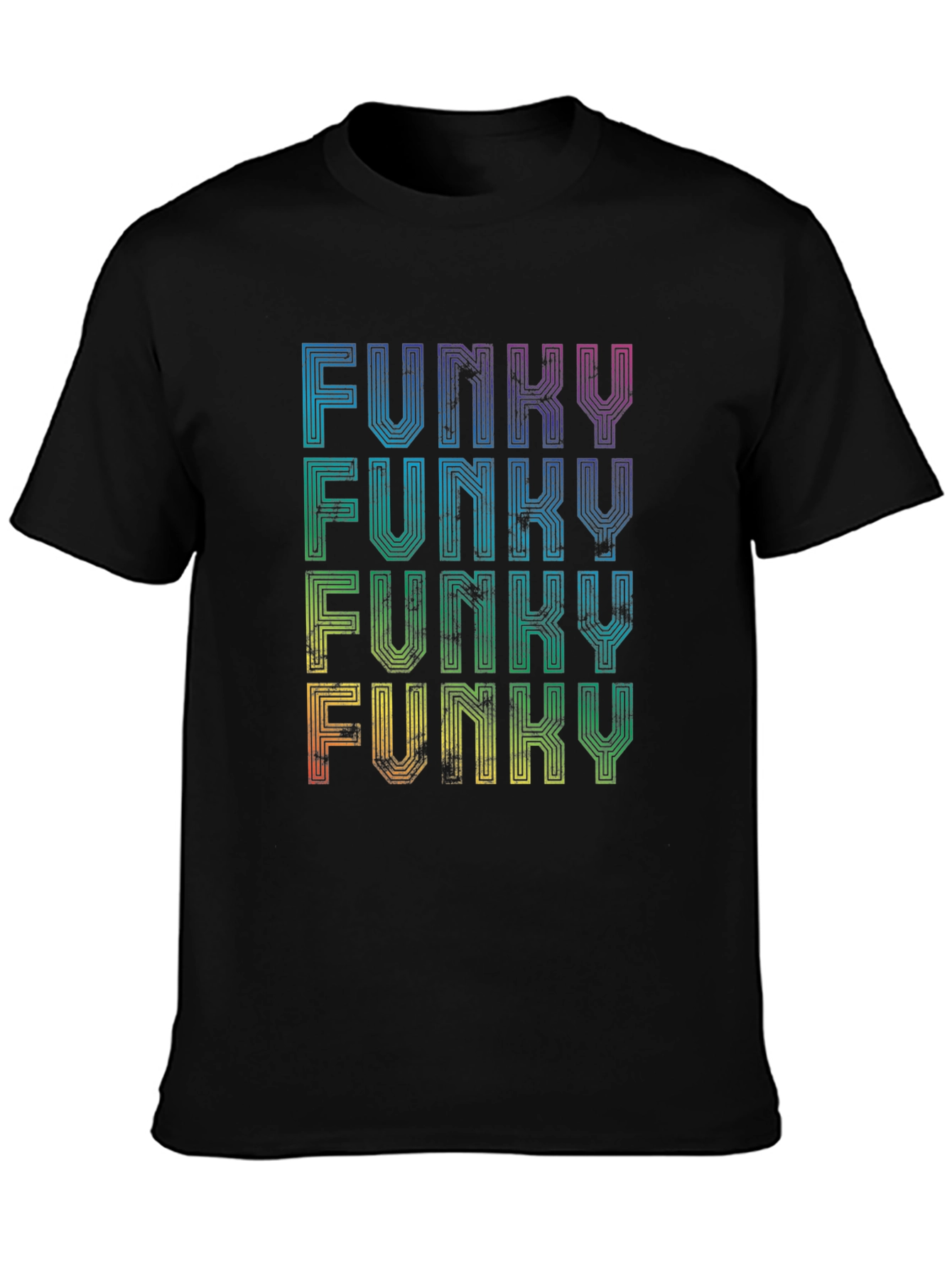 Funky Retro Graphic Tee - Rainbow Text Design
